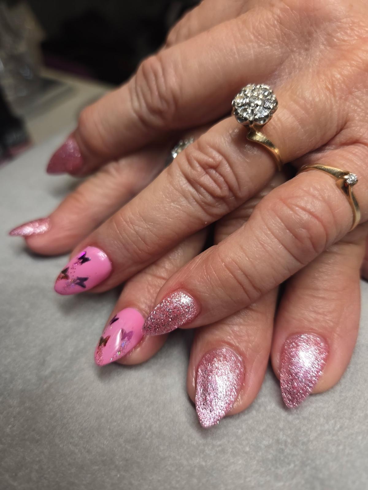 Long glossy luxury manicure at Allegro Nail Parlour, El Paso westside